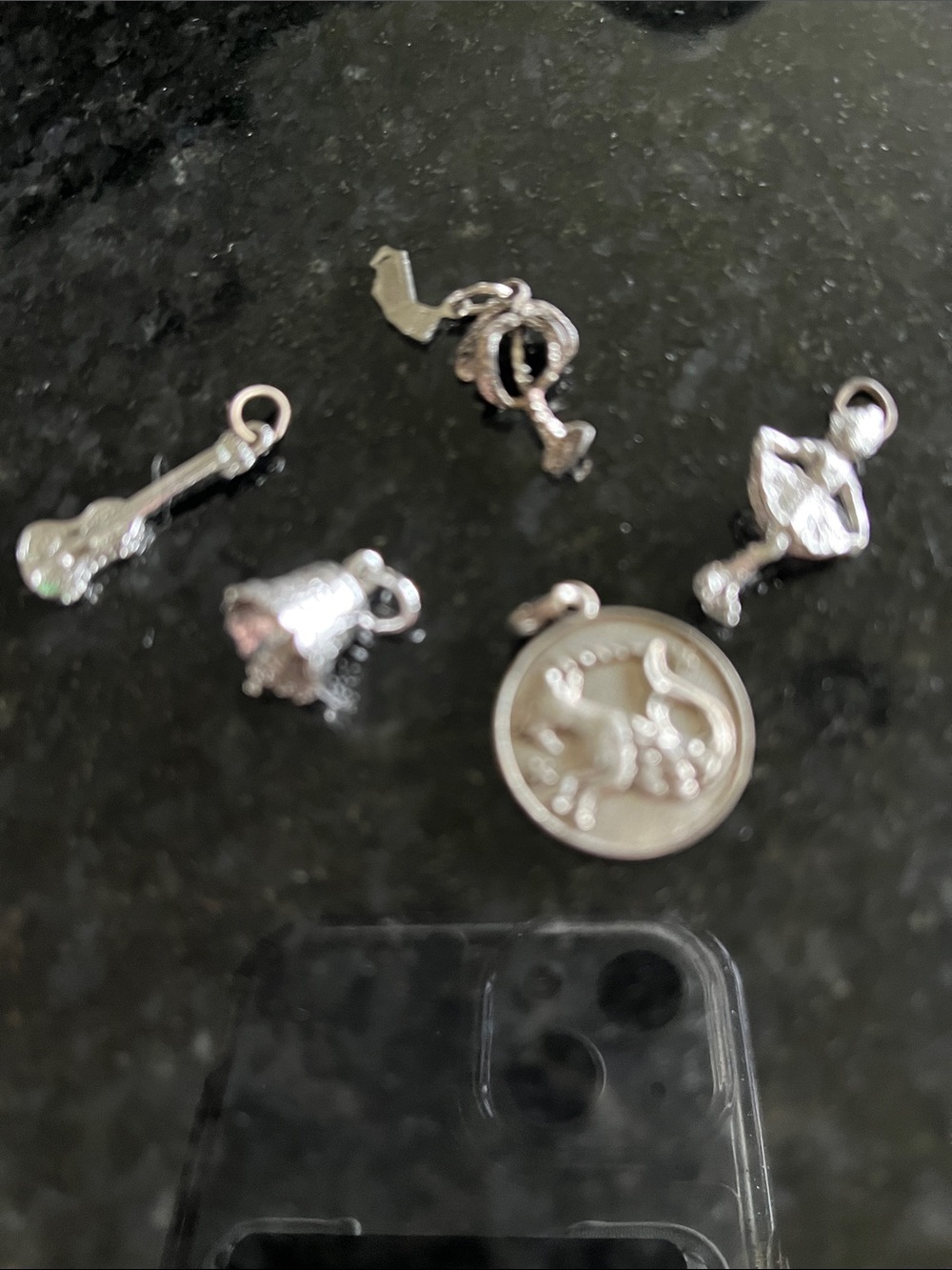 Sterling Silver Cat & Novelty Charm Set - Silver